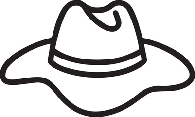 cowboy hat line art logo, cowboy hat line art silhouette vector icon