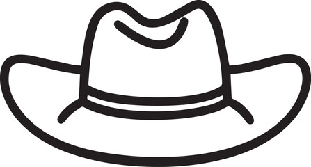 cowboy hat line art logo, cowboy hat line art silhouette vector icon