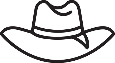 cowboy hat line art logo, cowboy hat line art silhouette vector icon