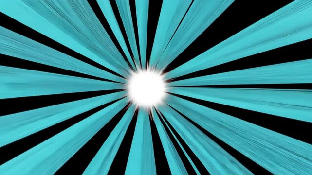 Anime explosion background with radial lines - dynamic starburst with speed motion effect. Blue and white halftone pattern for superhero action in manga comic book style. Stylized decorative bg.