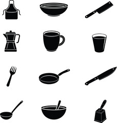  Kitchen icon set. Vector illustration.  editable stroke.