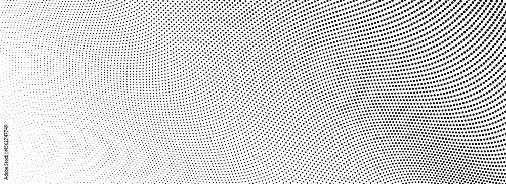 Poster Abstract wave dotted line background. Tech dynamic dash stripe texture. Black warped and curved lines wallpaper for design template, presentation, brochure, leaflet, booklet. Vector backdrop