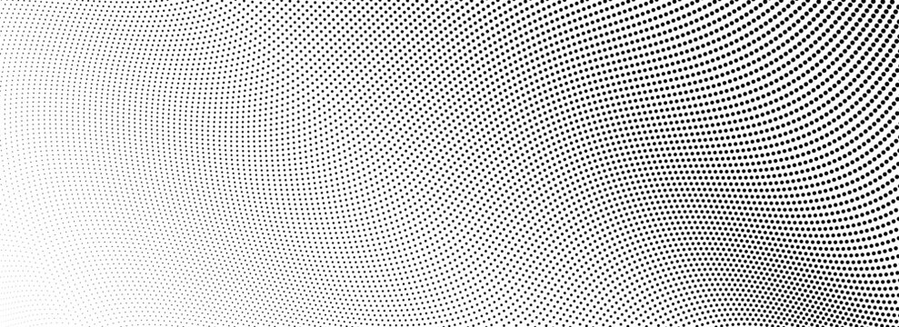 Abstract wave dotted line background. Tech dynamic dash stripe texture. Black warped and curved lines wallpaper for design template, presentation, brochure, leaflet, booklet. Vector backdrop