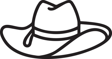 cowboy hat line art logo, cowboy hat line art silhouette vector icon