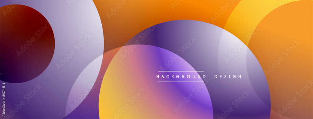 Poster Abstract colorful shapes overlap creating dynamic gradient background. Modern design elements suggest fluidity, warmth.