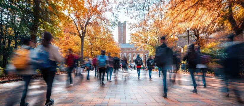 Autumn campus bustle