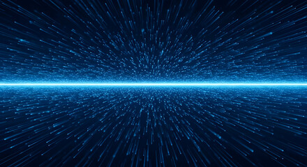 Fototapeta premium Blue Light Streaks: A Cosmic Abstract Digital Artwork