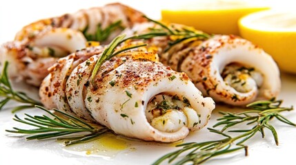 Roasted stuffed squid