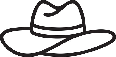cowboy hat line art logo, cowboy hat line art silhouette vector icon