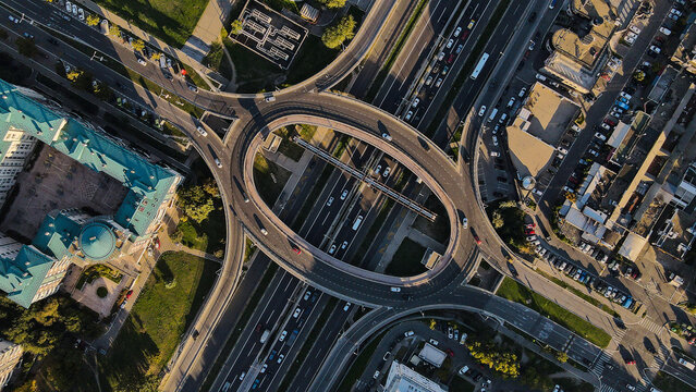 Top-Down View of Urban Overpass and Roads