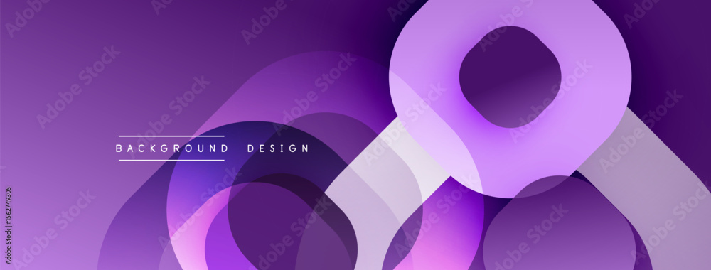 Poster Purple abstract layers create dynamic background. Smooth shapes overlap, forming modern design. Gradient hues add depth, visual interest.