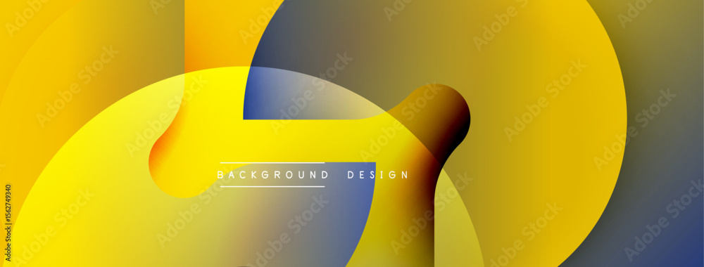 Poster Abstract fluid shapes overlap, creating dynamic yellow, blue gradients. Modern design elements suggest movement, depth. Text reads background design.