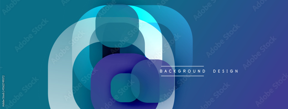 Poster Abstract layers create dynamic visual effect. Blue tones dominate composition, offering modern aesthetic. Minimalist design suits various applications.