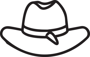 cowboy hat line art logo, cowboy hat line art silhouette vector icon