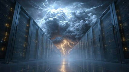 雷雲が彩るサーバー通路 - Powered by Adobe