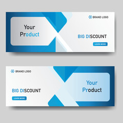 Modern abstract banner templates with geometric blue shapes and 