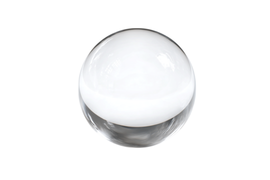 Luminous orb with a clear glass bottom, set against a stark, creating a captivating contrast and visual interest isolated on transparent background