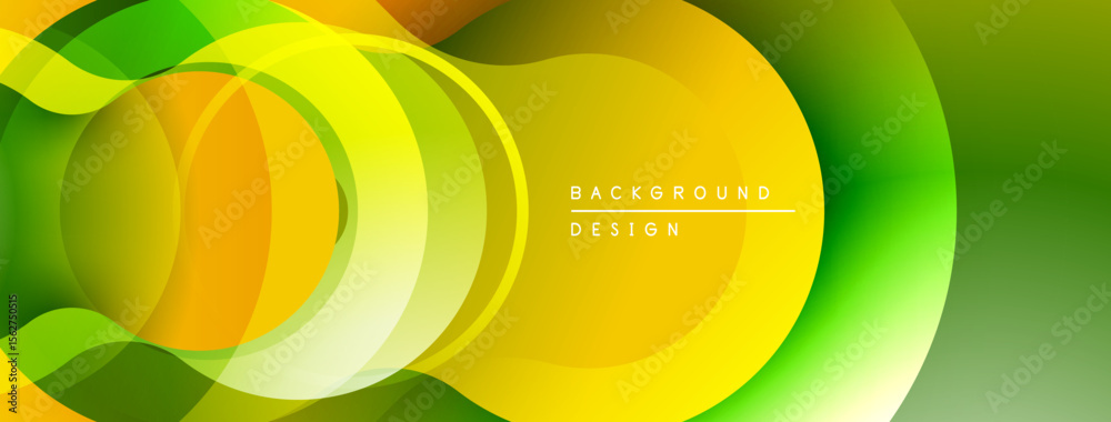 Poster abstract vibrant layers create flowing, dynamic composition. yellows, oranges, greens blend seamless