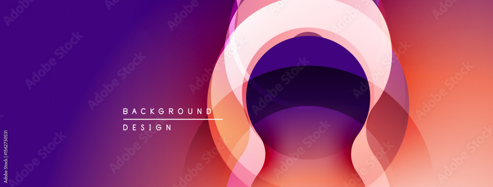 Poster abstract gradient layers create dynamic visual effect. purple, pink, orange hues blend smoothly, for