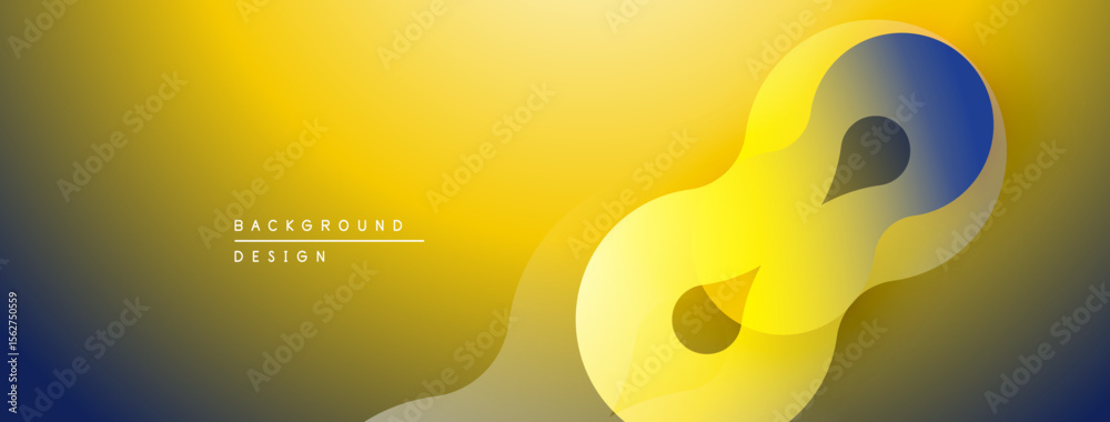 Aufkleber Abstract yellow, blue gradient design. Overlapping layers create flowing shape, modern aesthetic. Minimalist background suitable for presentations.