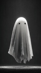 Mysterious Floating Ghost Figure in Black and White Imagery