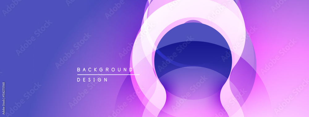 Poster Abstract background features overlapping circles. Gradient transitions from purple to pink create soft visual effect. Minimalist design.