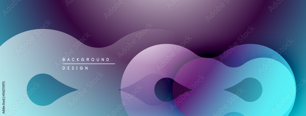 Poster Abstract flowing shapes, purple hues dominate. Gradient colors create depth, modern design element. Minimalist aesthetic.