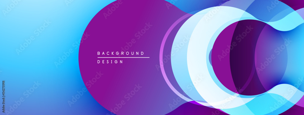 Poster Abstract flowing shapes, vibrant blue purple gradient. Modern design, smooth curves create dynamic visual effect. Minimalist aesthetic.
