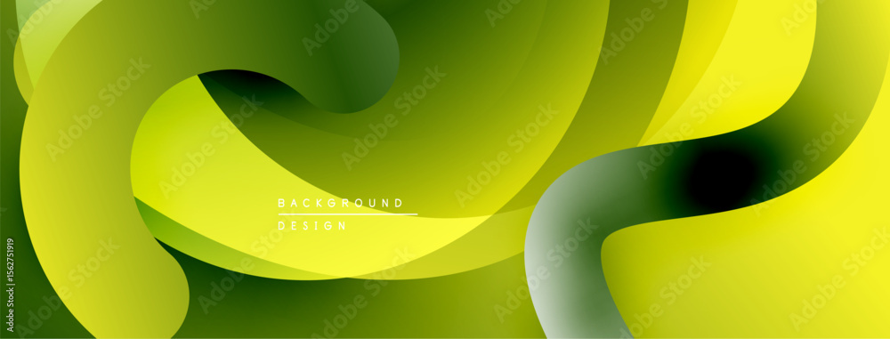 Aufkleber abstract fluid shapes, vibrant green hues, modern design. smooth gradients create dynamic compositio