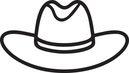 cowboy hat line art logo, cowboy hat line art silhouette vector icon