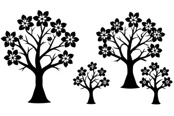 Obraz premium set of Dogwood Tree vector silhouette illustration isolated on white background