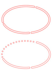 ピンクの途切れたシンプルな楕円の装飾フレーム