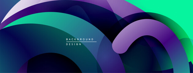 Abstract layers, vibrant colors, flowing shapes create dynamic visual experience. Modern design, smooth gradients, elegant composition.