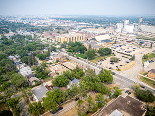 Fototapeta premium City view from above with a mix of residential and commercial buildings