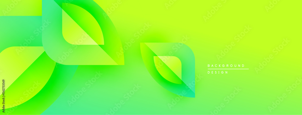 Fototapete abstract green background. layered leaf shapes create dynamic flow, smooth gradients suggest growth,