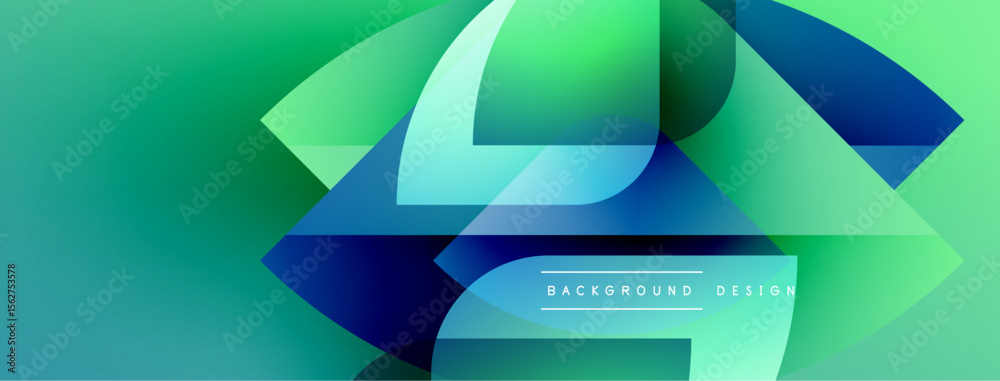 Poster Abstract geometric design. Gradient colors blend, creating dynamic visual effect. Modern background suitable for digital projects.