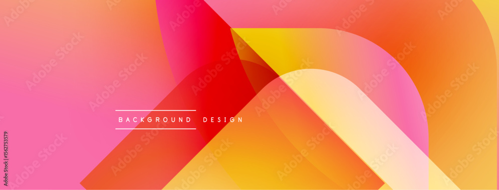 Poster abstract vibrant design. overlapping shapes create dynamic gradient effect. pink, orange, yellow hue