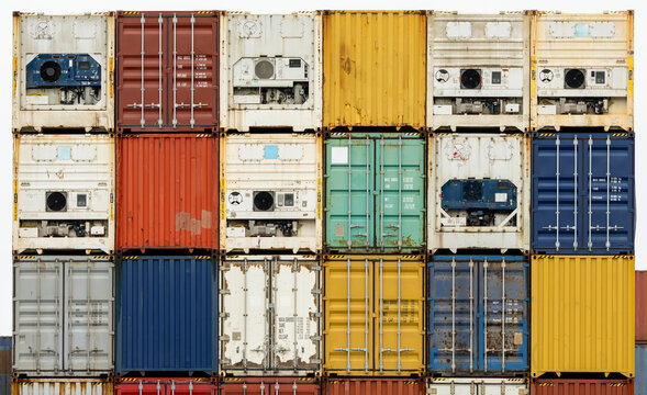 A pile of shipping containers