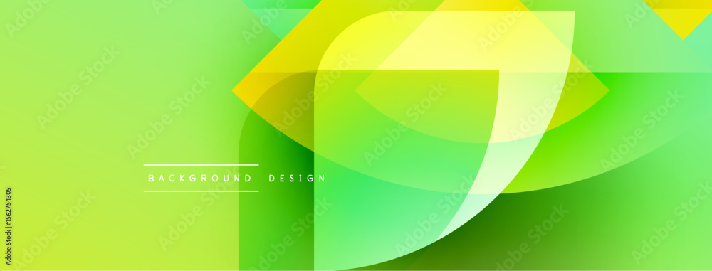 Poster Abstract green yellow gradient layers create dynamic flowing shapes. Modern design element for backgrounds, banners, presentations.