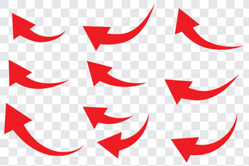curve arrow icon set. Long Arrow icon set. Curve arrow set. Arrow up icons. Set of curve rise arrows. Growth pictogram isolated. Vector illustration.