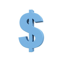 Fototapeta premium Shiny light blue 3d dollar sign isolated on transparent background