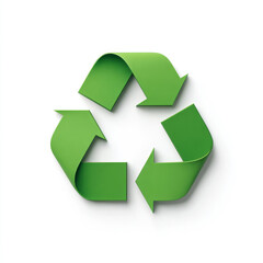 Obraz premium Green Recycling Symbol: A clean, crisp image of the universally recognized recycling symbol, rendered in vibrant green, against a subtle shadow, symbolizing environmental consciousness. 