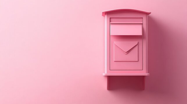 Pink Mailbox with Pastel Envelope Design Representing Mail Delivery Postal Services and Creative Stationery for Personal Communication Greeting Cards and Marketing in Postal Solutions