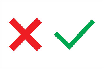  green check mark and red cross mark icon set. green tick and red x