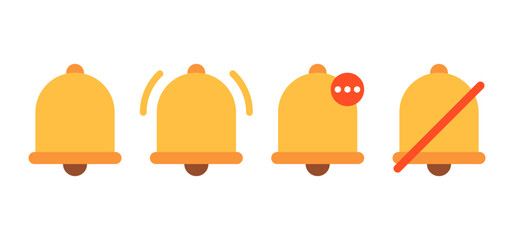 Notification Bell Icons Vector | Alert, Reminder, Message & Mute Symbols