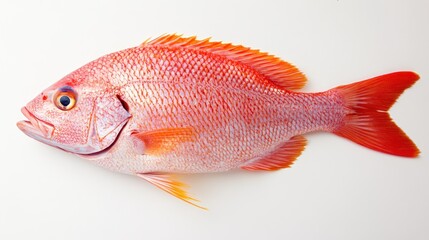 Fresh pink fish on white background