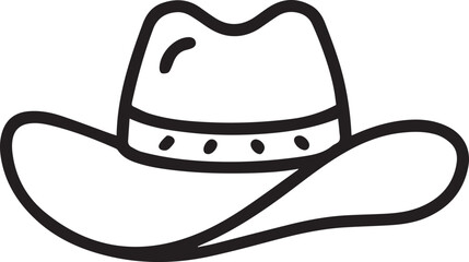 cowboy hat line art logo, cowboy hat line art silhouette vector icon