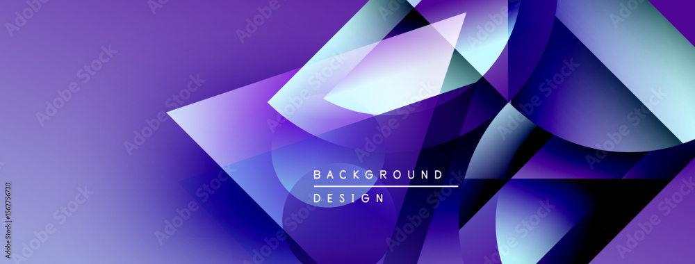 Poster Abstract purple background features geometric shapes, gradients, dynamic lines. Modern design element for digital projects.