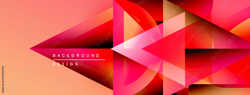 Poster Abstract geometric shapes overlap, creating dynamic red, orange gradients. Modern design element for backgrounds, presentations.