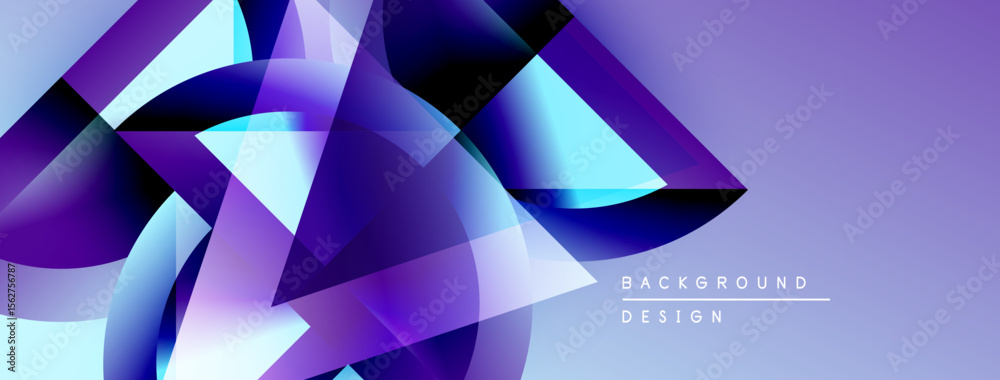 Aufkleber Abstract geometric shapes, purple hues, dynamic composition. Modern design element, gradient effect, smooth transitions. Background texture, visual impact.